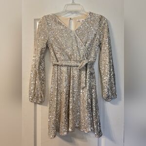 GB Girls Glittering Silver Sequin Dress